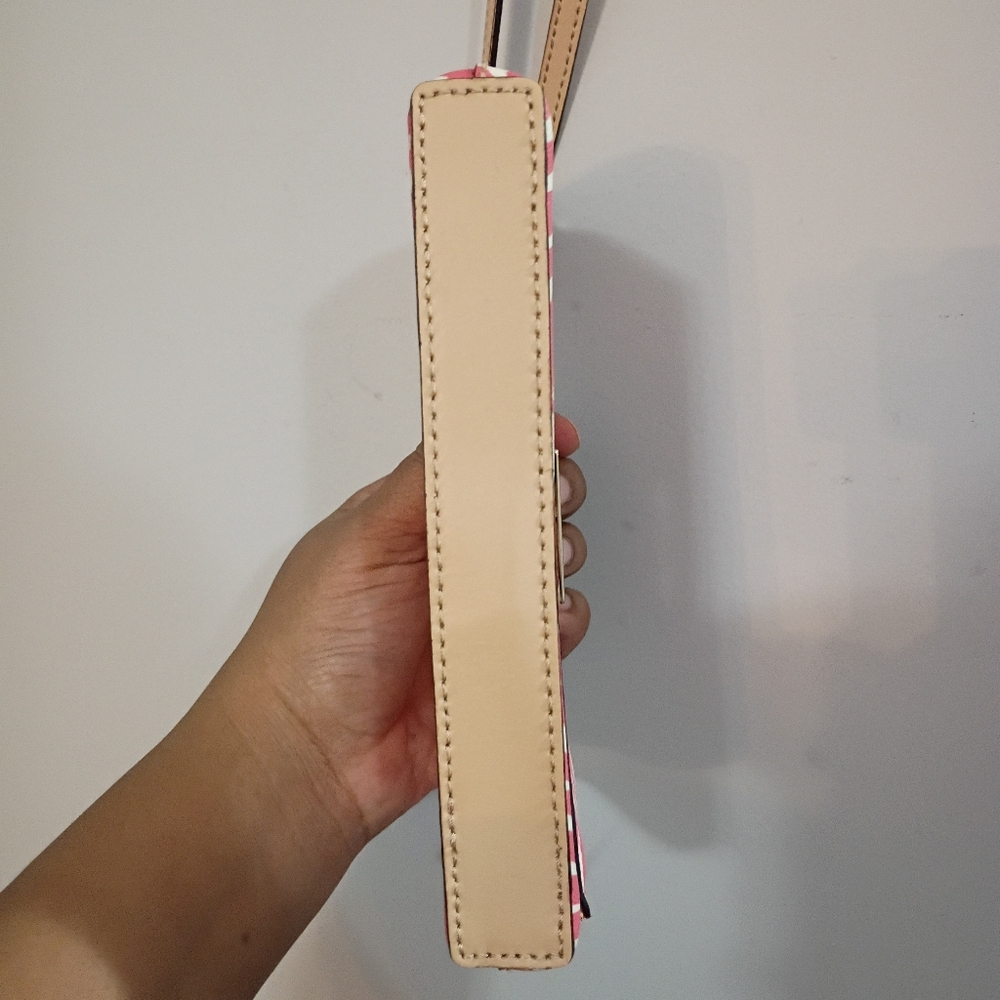 Kate Spade, EUC, Crossbody Bag, Leaf Print, Snap Closure, Color Pink, White - Picture 7 of 13